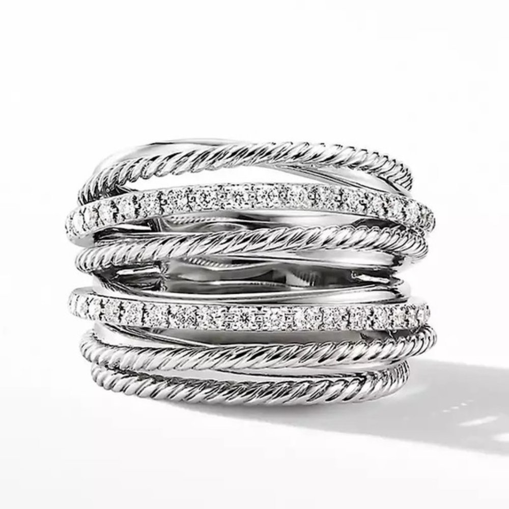 New 925 Sterling Silver Diamond Halo Ring